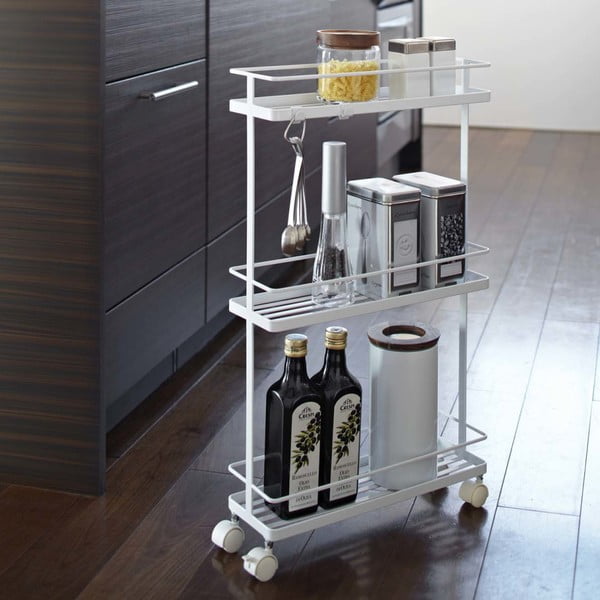 Iš metalo lentyna ant ratukų baltos spalvos 38x66 cm Tower – YAMAZAKI-image-1