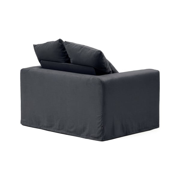 Antracito spalvos iš lino krėslas Nora – Kave Home-image-3
