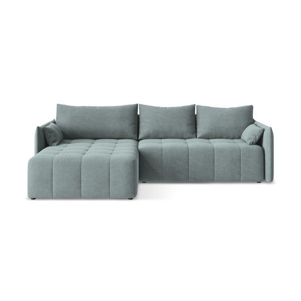 Mėlynos spalvos sulankstoma/su sandėliavimo vieta kampinė sofa (su kairiuoju kampu/su gultu) Moku – Makamii