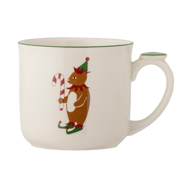 Kreminės spalvos iš akmens masės su koštuvu puodelis su Kalėdų motyvu 300 ml Valentin – Bloomingville-image-3