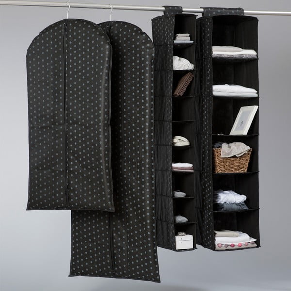 Juodas pakabinamas organizatorius su 6 skyriais Drabužių kompaktorius-image-2