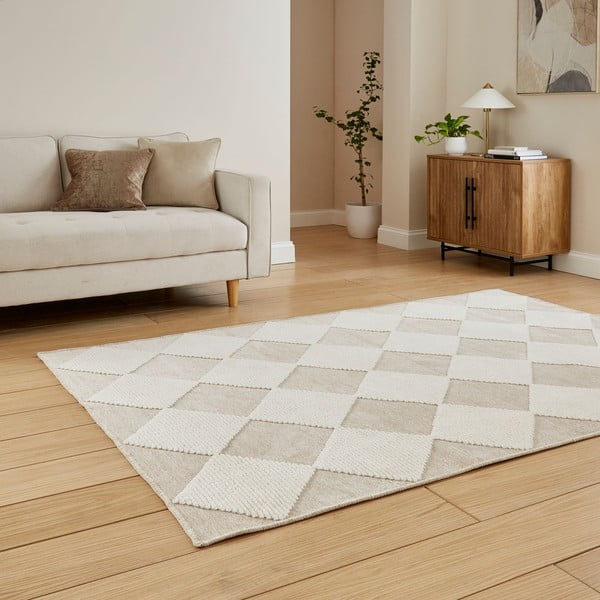 Skalbiamas baltos spalvos/smėlio spalvos kilimas 160x230 cm Lyna Beige&White – Think Rugs-image-2