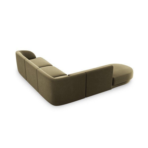 Kampinė sofa žalios spalvos iš velveto (su kairiuoju kampu) Miley  – Micadoni Home-image-4
