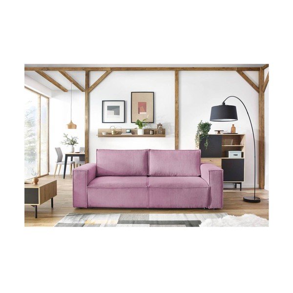 Sulankstoma sofa rožinės spalvos iš kordinio velveto 245 cm Nihad – Bobochic Paris-image-1