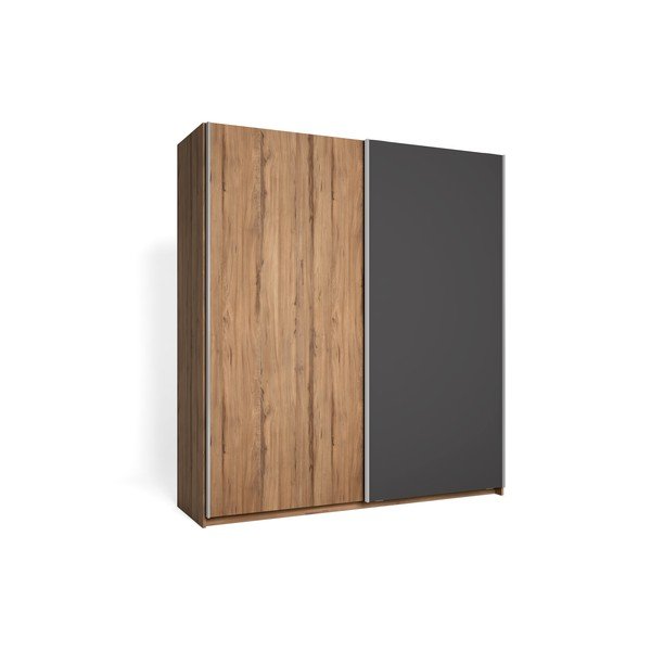 Pilka riešutmedžio spinta su stumdomomis durimis 182x200 cm Malta - Marckeric-image-1