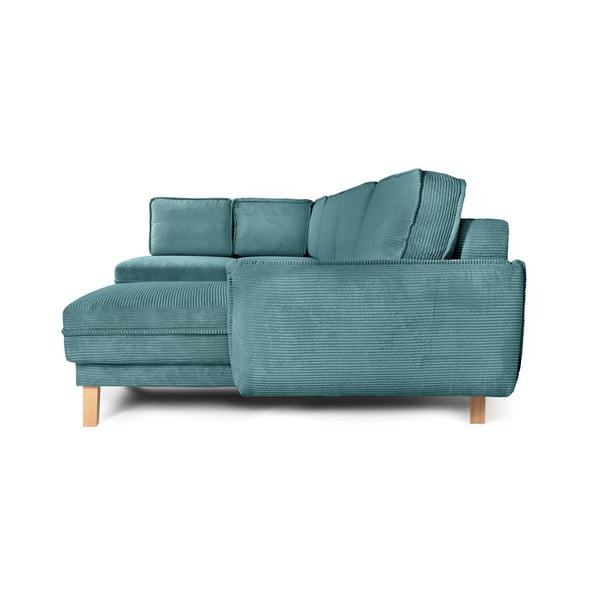 Iš kordinio velveto sulankstoma kampinė sofa turkio spalvos (su kairiuoju kampu/„U“ formos) Tori – Bonami Selection-image-3