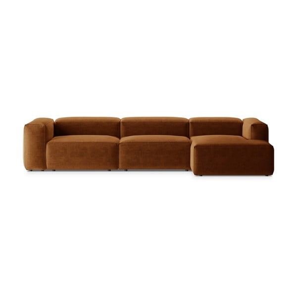 Raudonos plytų spalvos kampinė sofa (su dešiniuoju kampu/su gultu) Bergamo – Cosmopolitan Design