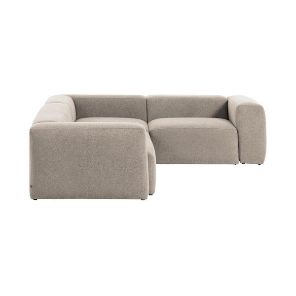 Smėlio spalvos kampinė sofa iš šenilinio audinio Blok – Kave Home-image-3
