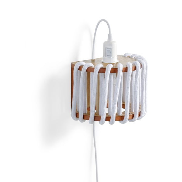 Baltas sieninis šviestuvas su medine konstrukcija EMKO Macaron, 20 cm ilgio-image-3