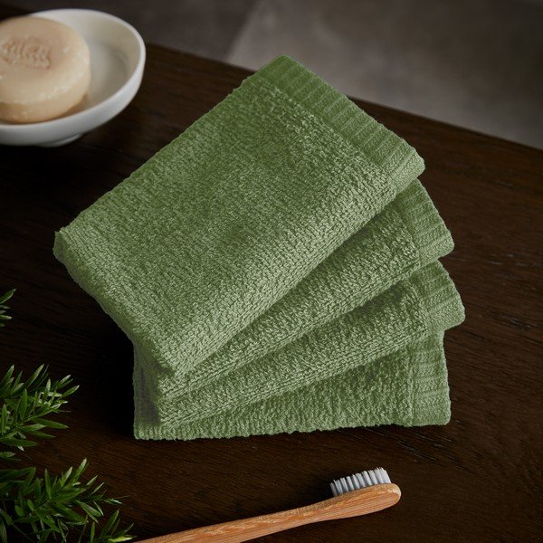 Žalios spalvos greitai džiūstantys/iš frote audinio iš medvilnės rankšluosčiai 4 vnt. 30x30 cm Quick Dry – Catherine Lansfield-image-1