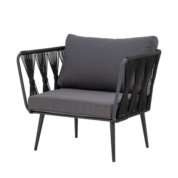 Juodos spalvos metalinis/paminkštinto audinio sodo krėslas Pavone – Bloomingville-image-3
