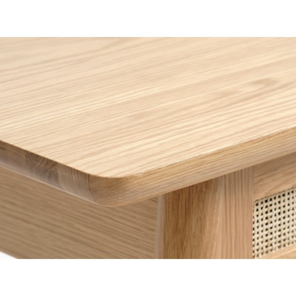 Konsolinis staliukas natūralios spalvos su ąžuolo dekoro stalviršiu 40x110 cm Barrali – Unique Furniture-image-4