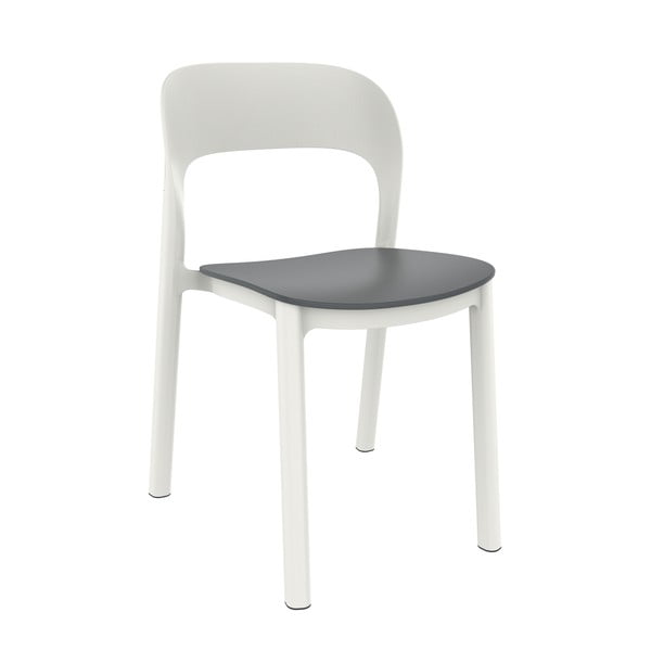 4 baltų sodo kėdžių su pilka sėdyne rinkinys "Resol Ona