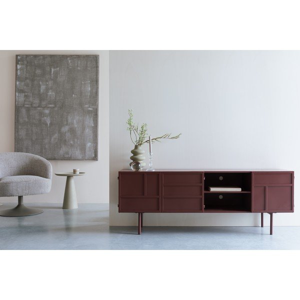 Raudonos spalvos iš metalo TV spintelė 160x58x36 cm Davis – White Label-image-4