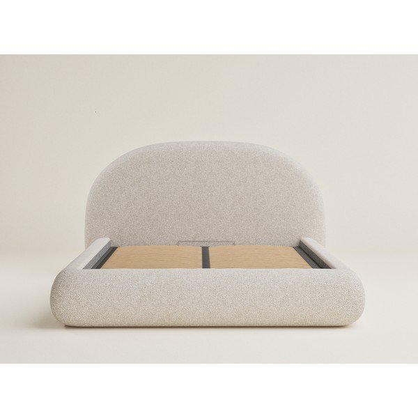 Kreminės spalvos dvigulė lova audiniu dengta su sandėliavimo vieta su lovos grotelėmis 140x200 cm Maumere – Maison de Rêve-image-2