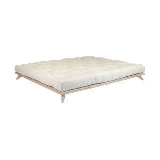 Pušies medienos dvigulės lovos rėmas su čiužiniu Karup Design Senza Comfort Mat Natural Clear/Natural, 140 x 200 cm