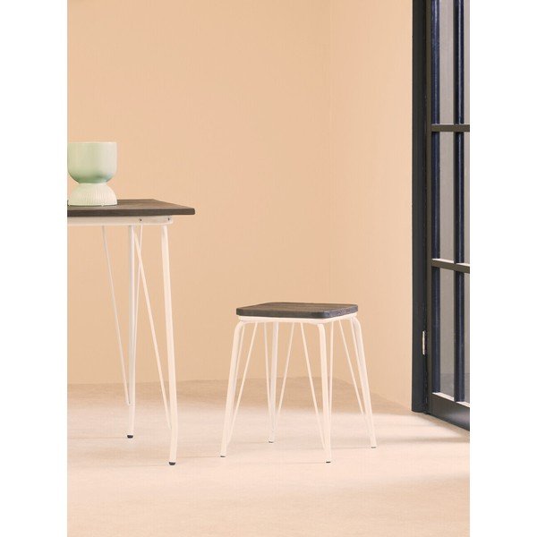 Baltos spalvos/tamsios natūralios spalvos iš guobos masyvo taburetė District – Premier Housewares-image-1