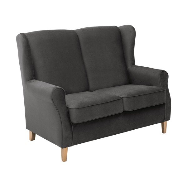 Antracito pilkos spalvos aksominė sofa Max Winzer Lorris, 139 cm-image-2