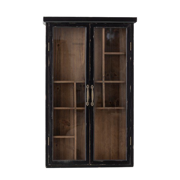 Juodos spalvos iš kėnio masyvo pakabinama vitrina 50x80x14 cm Hazem – Bloomingville