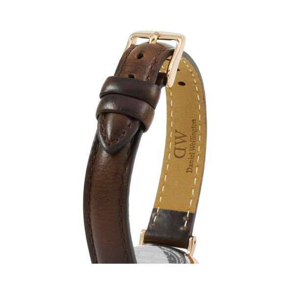 Moteriškas laikrodis su odiniu dirželiu ir baltu ciferblatu su rožinio aukso detalėmis Daniel Wellington Petite Bristol, ⌀ 28 mm-image-1