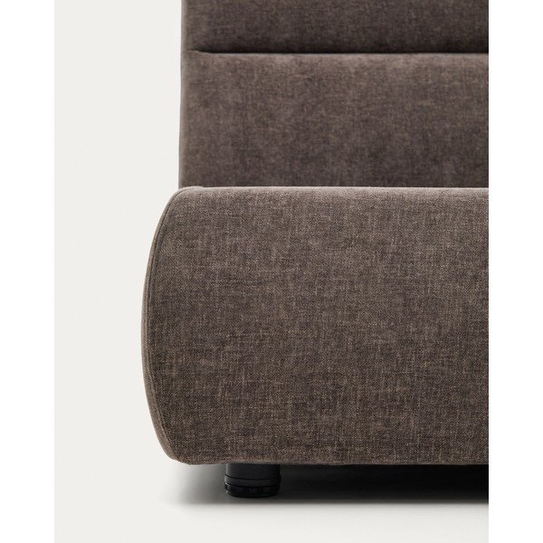 Tamsiai rudos spalvos iš šenilino dvigulė lova audiniu dengta su sandėliavimo vieta su lovos grotelėmis 180x200 cm Dafra – Kave Home-image-4