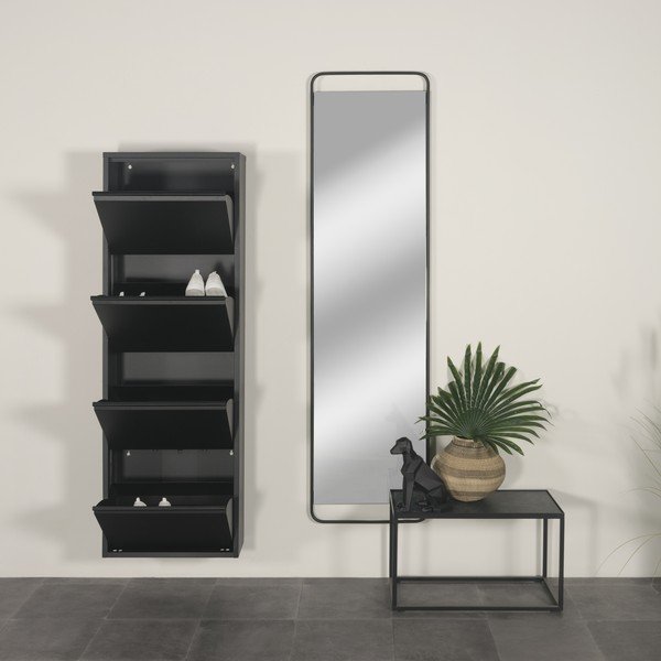 Juodos spalvos iš metalo atlenkiama spintelė batams 50x150x22 cm Billy – Spinder Design-image-1