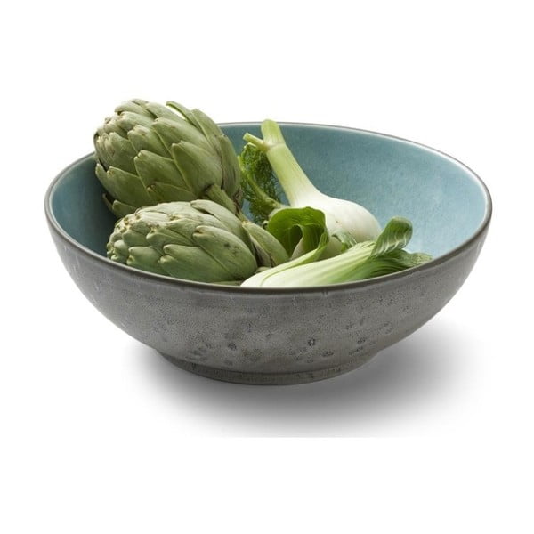 Pilkos akmens masės salotinė su vidine šviesiai mėlynos spalvos glazūra "Bitz Mensa", 30 cm skersmens-image-3