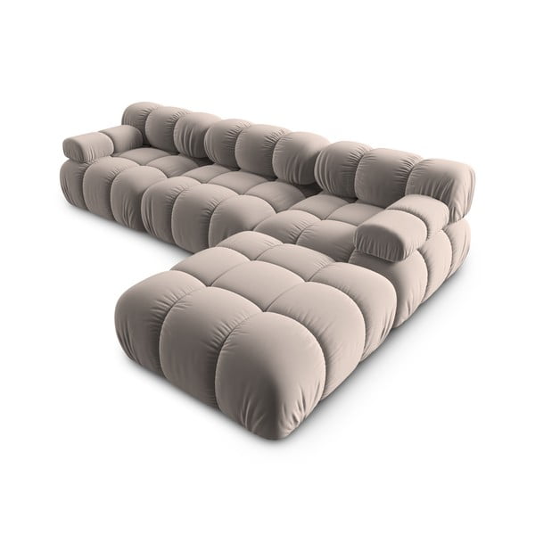 Iš velveto modulinė kampinė sofa šviesiai rudos spalvos (kintama) Bellis – Micadoni -image-4