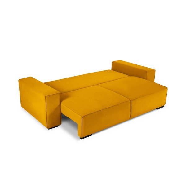 Geltona aksominė sofa-lova Mazzini Sofas Azalea-image-3