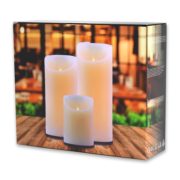 3 LED žvakių rinkinys DecoKing Wax, 10; 15 ir 20 cm aukščio-image-2