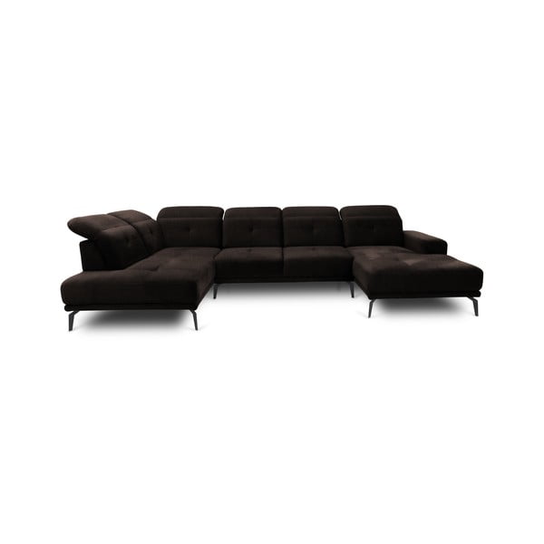 Tamsiai rudos spalvos kampinė sofa (su kairiuoju kampu/„U“ formos) Bretan – ELTAP