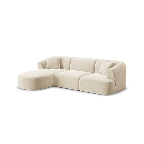 Smėlio spalvos kampinė sofa iš velveto (su kairiuoju kampu/su gultu) Campi – Cosmopolitan Design-image-2