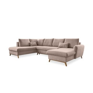 Smėlio spalvos sofa-lova U formos Miuform Scandic Lagom, kairysis kampas