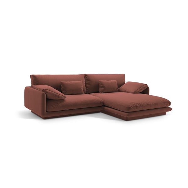 Iš velveto kampinė sofa rožinės spalvos (su dešiniuoju kampu/su gultu) Torino – Micadoni -image-2