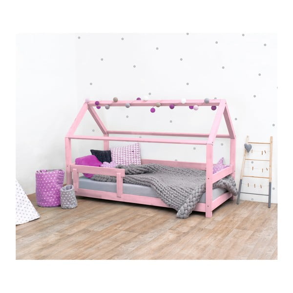 Rožinė vaikiška lova su eglės medžio šonais "Benlemi Tery", 90 x 180 cm