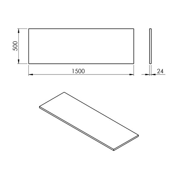 Vonios kambario stalviršis baltos spalvos 150x50 cm Plato – Sapho-image-2