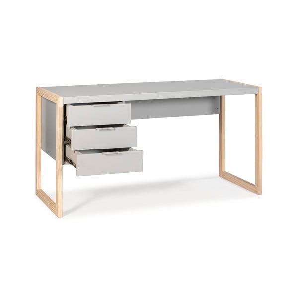 Pilkas rašomasis stalas su pušies medienos kojomis Marckeric Frank-image-4