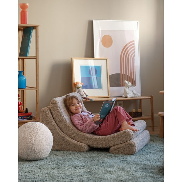 Šviesiai rudos spalvos iš boucle vaikiškas krėslas Moon – Wigiwama-image-1