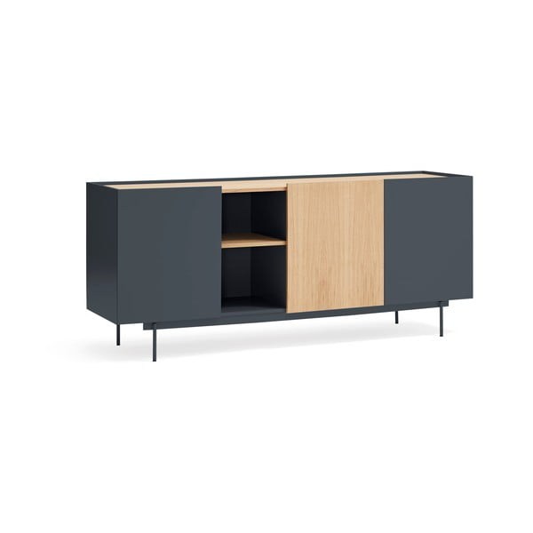 Žema šoninė spintelė antracito spalvos/natūralios spalvos iš ąžuolo 180x78 cm Otto – Teulat-image-1