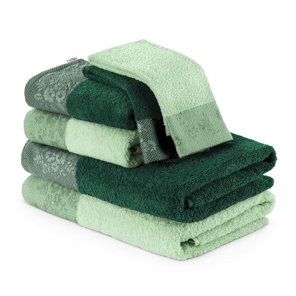 6 žalių "AmeliaHome" rankšluosčių ir vonios rankšluosčių rinkinys