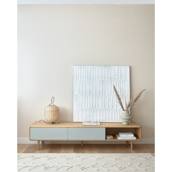 Pilkos spalvos/natūralios spalvos TV spintelė iš uosio 180x41x42 cm Anielle – Kave Home-image-1