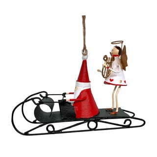 Pakabinama kalėdinė dekoracija Sledge with Santa & Angel - G-Bork