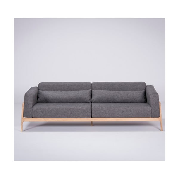 Tamsiai pilka sofa su ąžuolo konstrukcija Gazzda Fawn, 240 cm