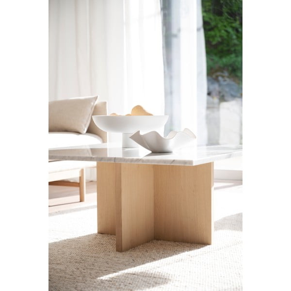 Rudos spalvos marmurinis apvalus kavos staliukas 90x90 cm Brooksville - Rowico-image-4