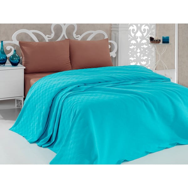 Turkio spalvos medvilninė lovatiesė dvigulei lovai 200x240 cm – Mijolnir