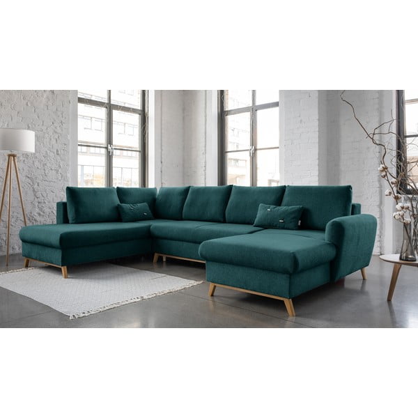 Turkio spalvos sofa-lova U formos Miuform Scandic Lagom, kairysis kampas-image-3