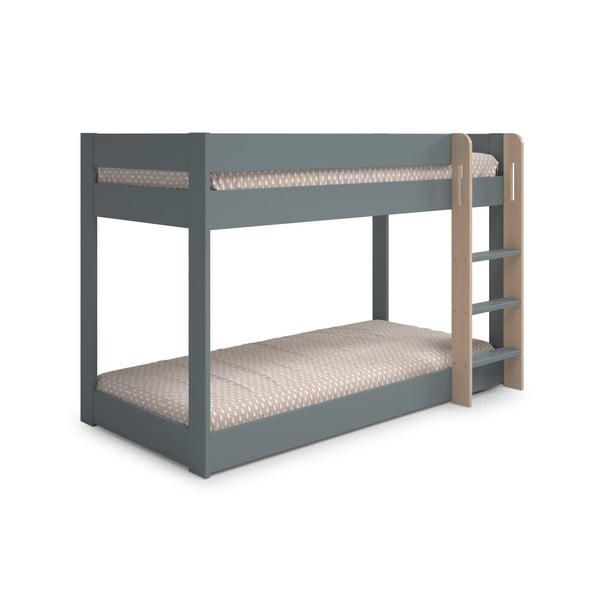 Pilkai žalios spalvos dviauktė vaikiška lova su lovos grotelėmis 90x190 cm Angel – Marckeric-image-3