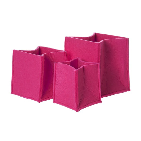 3 rožinių veltinio krepšelių rinkinys PT Mellow