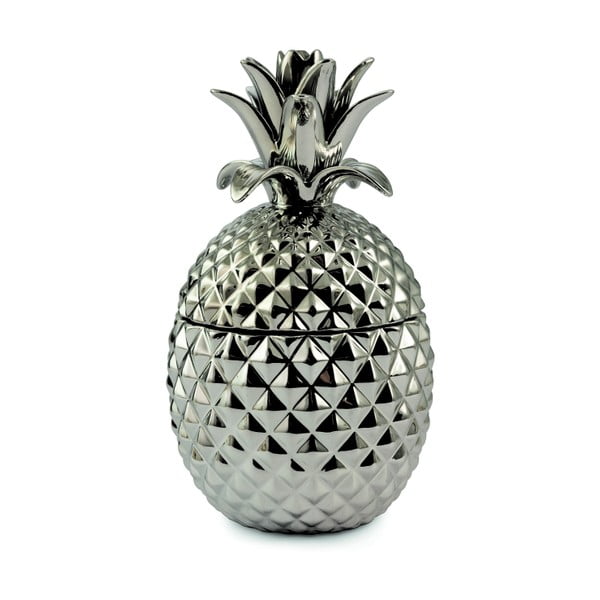 Ananaso formos sidabrinė dekoratyvinė dėžutė, 27 cm