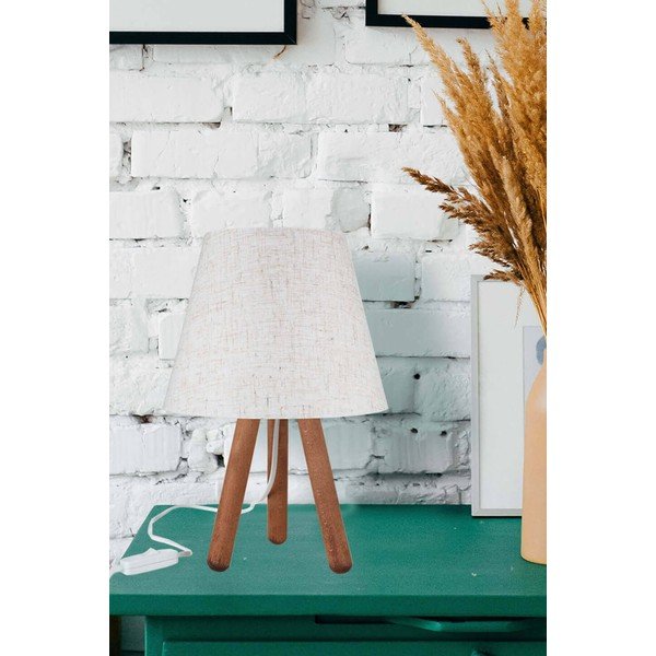 Stalinė lempa su baltos ir natūralios spalvos tekstiliniu gaubtu (aukštis 33,5 cm) - Squid Lighting-image-1